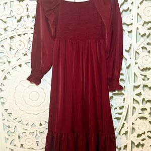 Burgundy Long Sleeve Dress
